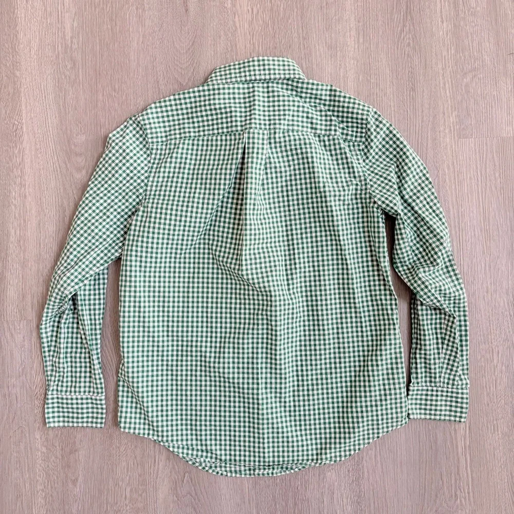 Ralph Lauren Plaid Button Down Shirt Green Gingham Long Sleeve Boys L (14-16)